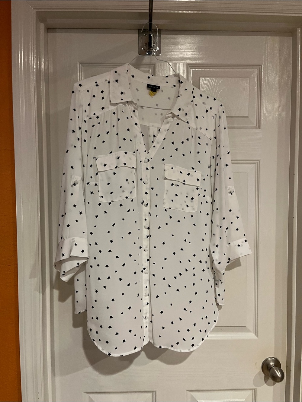 torrid White Button-Front Star Print Shirt